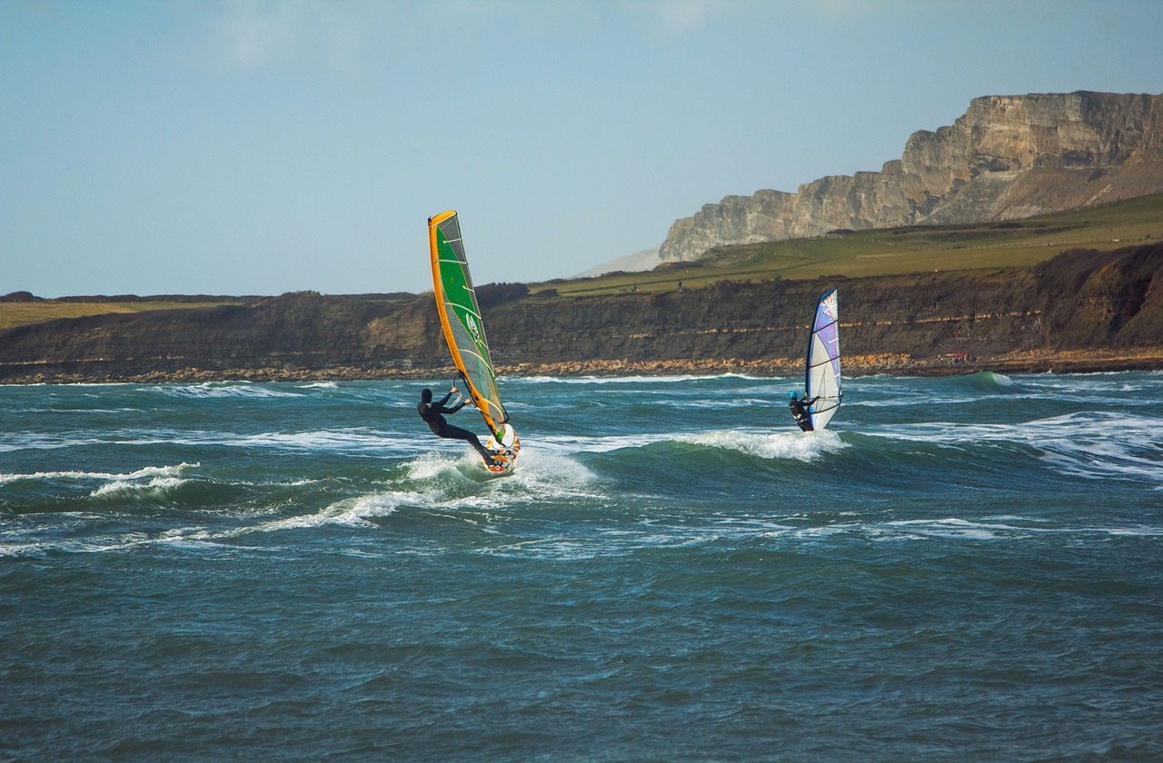 Windsurfers on Kimmeridge Bay