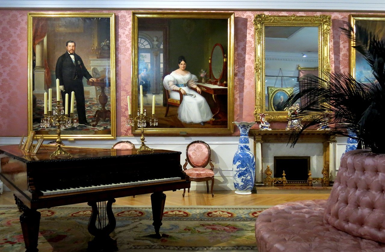 Grand piano, elegant furniture, and paintings at the Museum of Romanticism