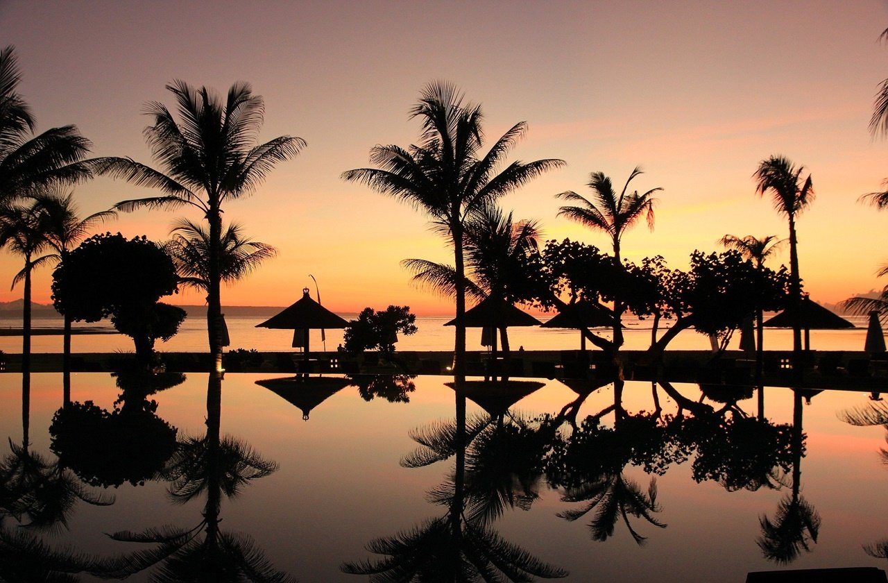 Sunset view at a resort in Bali
