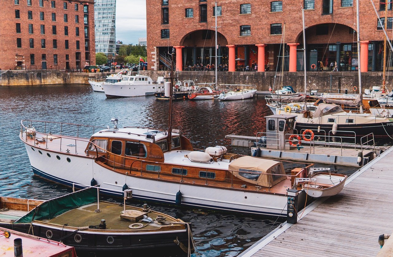 Boats docked at Liverpool