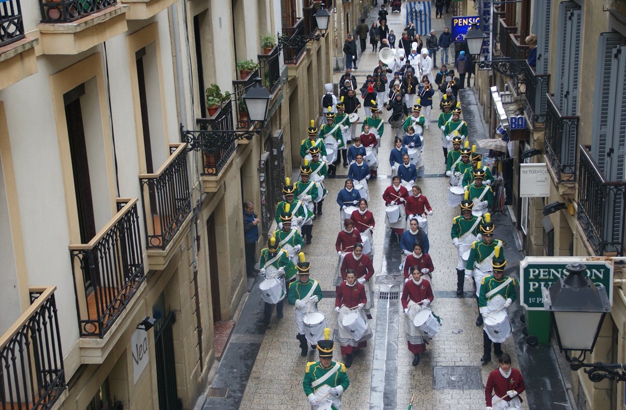 La Tamborrada Festival Group of drummers playing at a street in San Sebastian