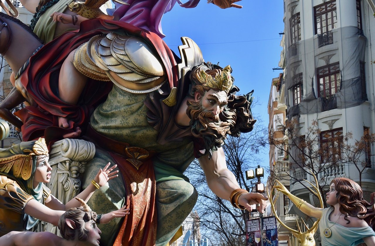 Las Fallas De Valencia Giant falles in display in Valencia
