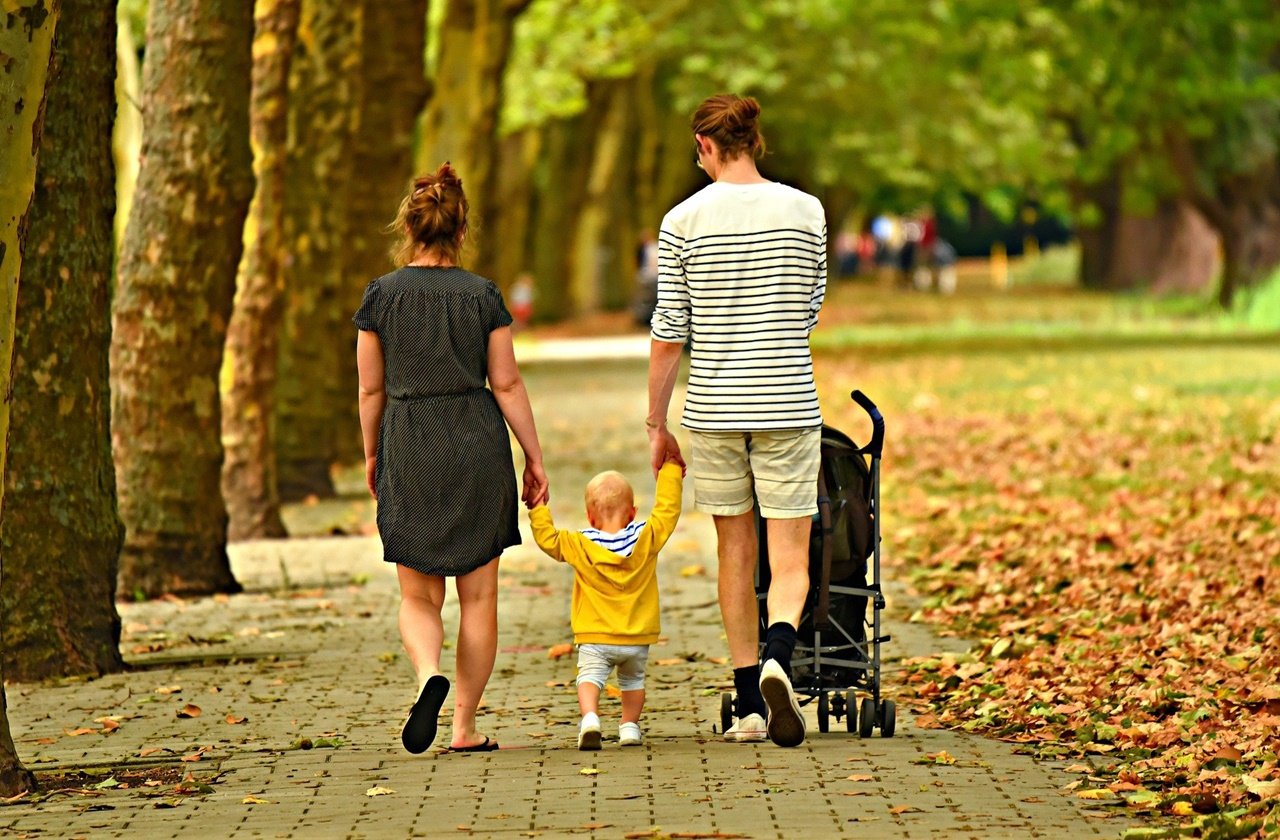 Family Family strolling at a park