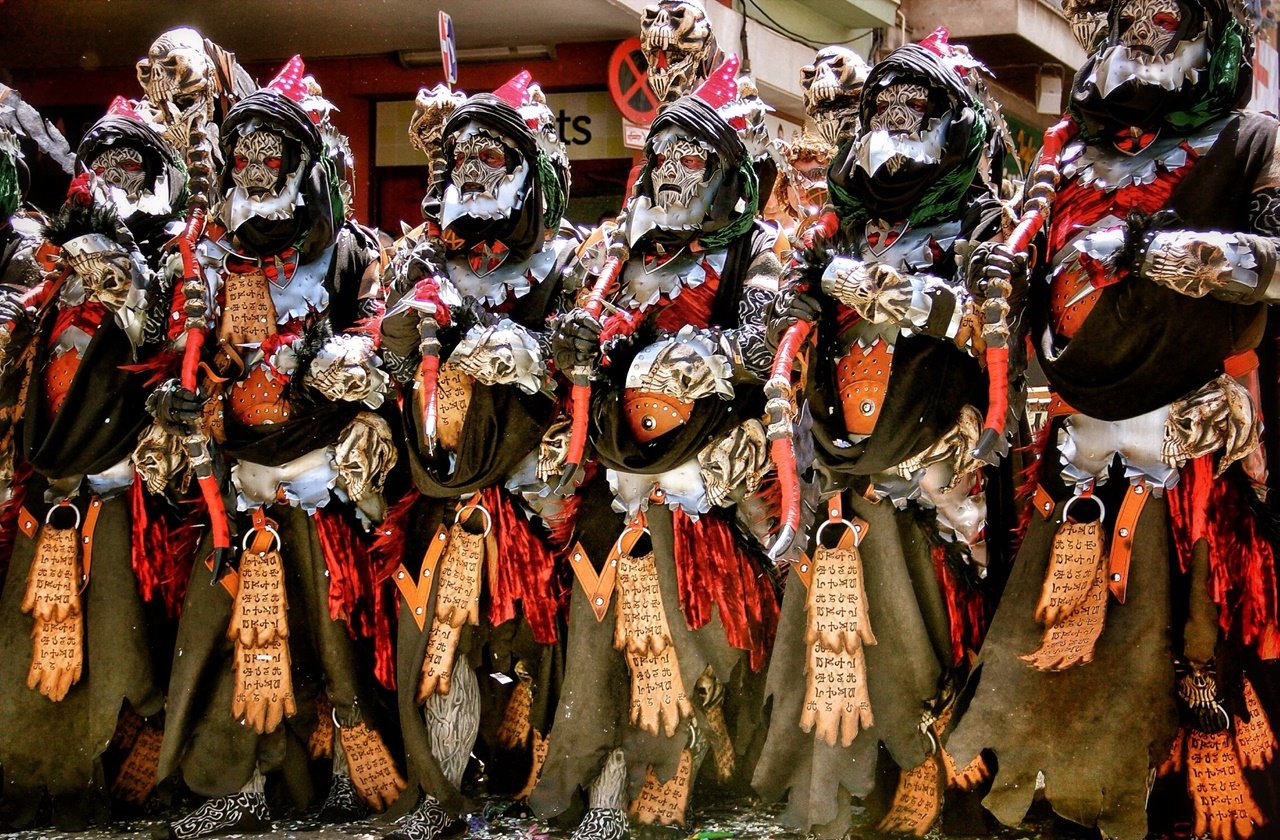Cristianos y Moros Festival Locals dressed as Christian knights at the Cristianos y Moros Festival