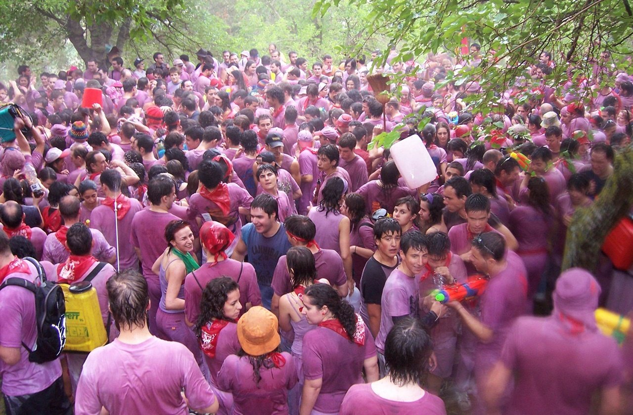 Haro Wine Festival Battle of wine during the Haro Wine Festival