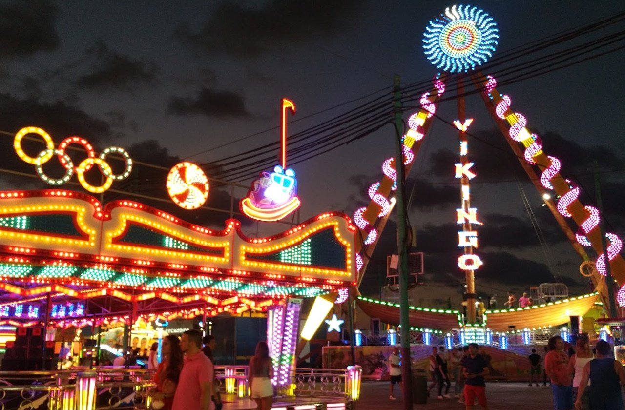 Feria de Malaga Carnival rides at the Feria de Malaga