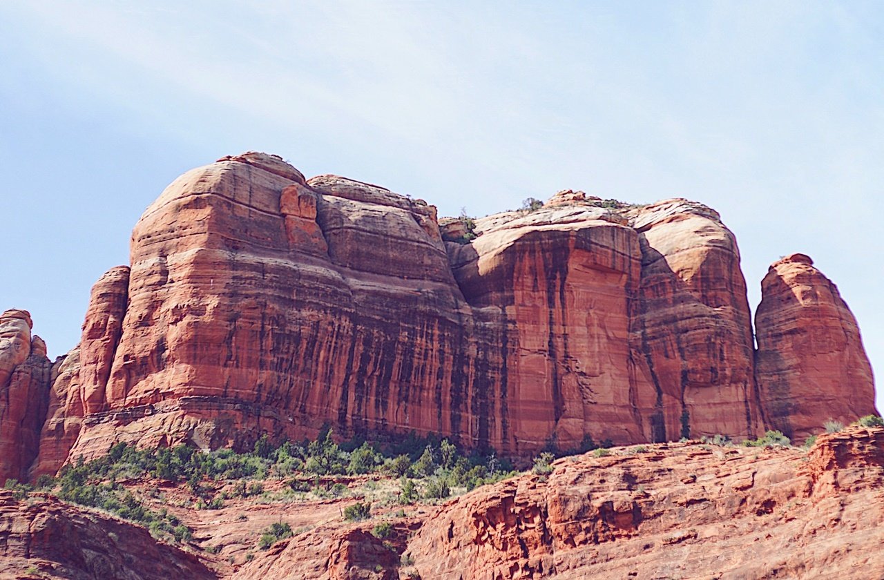 Towering sandstone rock formations at Red Rock State Park
