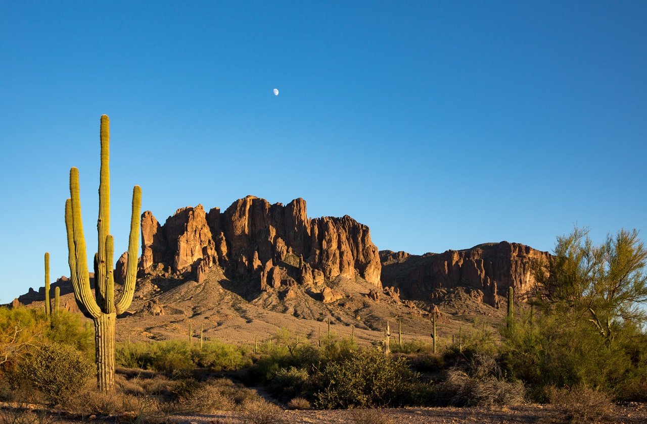 View of the Superstition Mountain from Lost Dutchman State Park