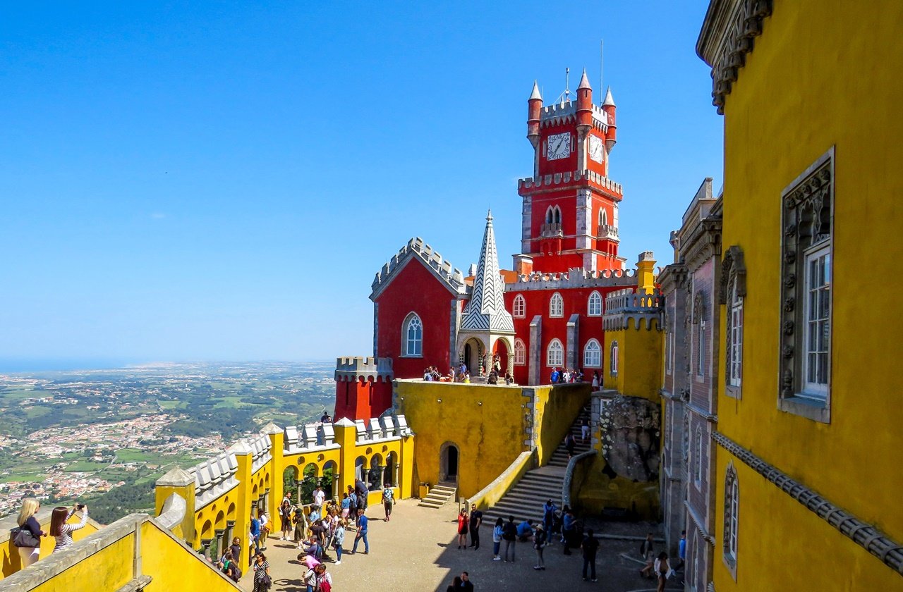 Pena Palace Visitors exploring Pena Palace in Sintra