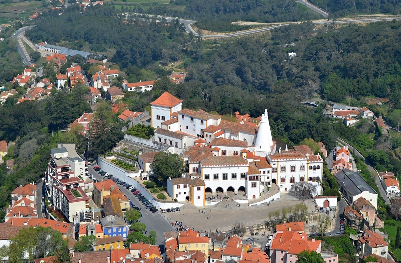 Sintra Palace Aerial view of Sintra and the Palace