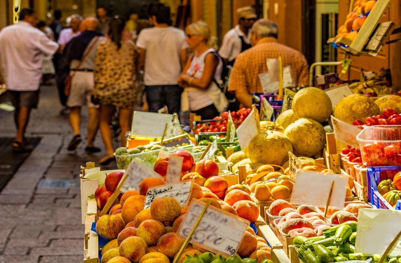 Bologna Fruit and vegetable stall at a street market in Bologna