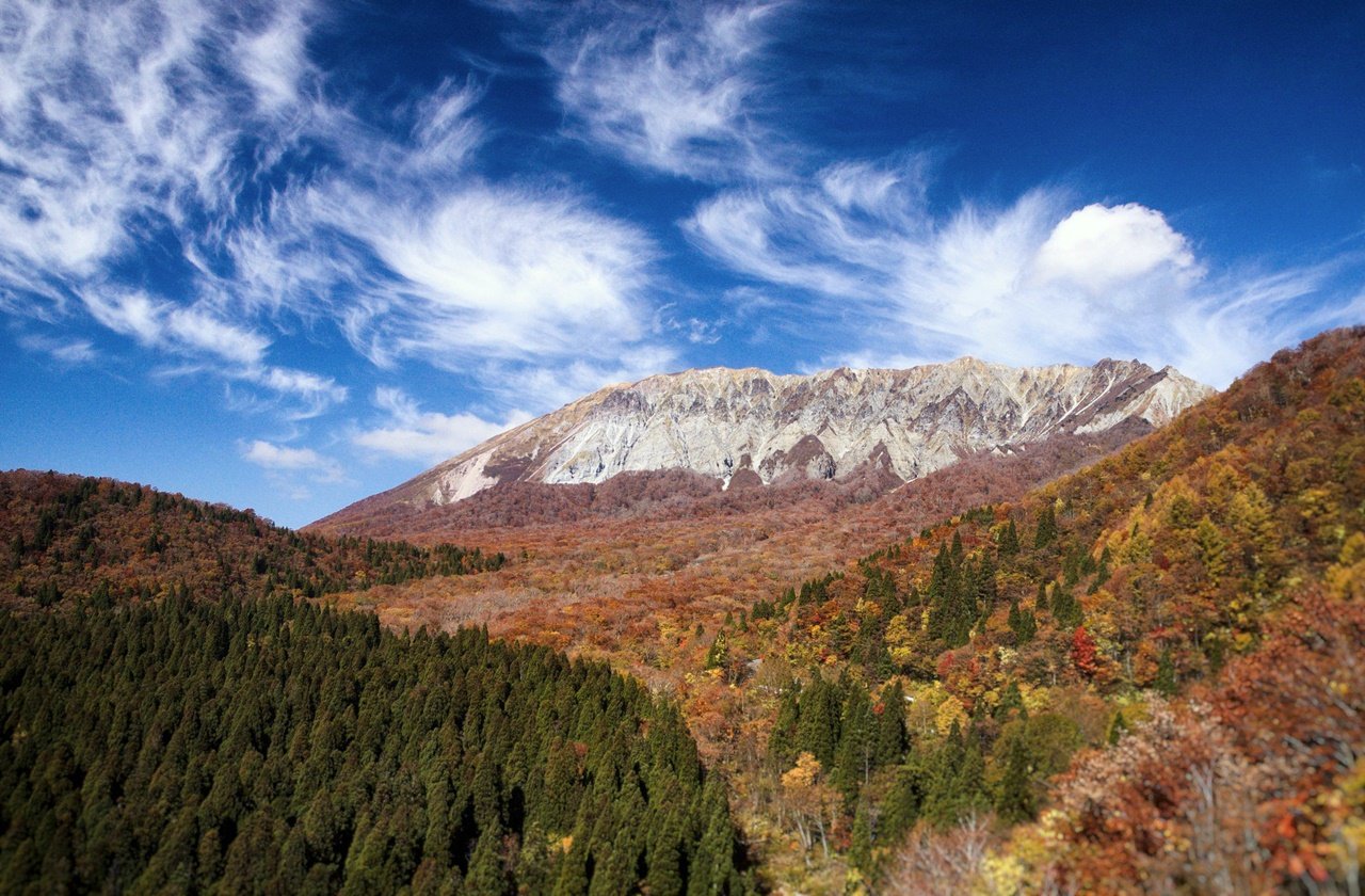 View of Mount Daisen in autumn