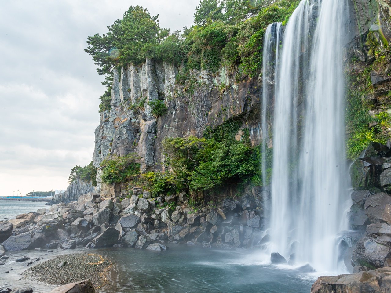 Jeongbang Falls, Seogwipo in Jeju Island