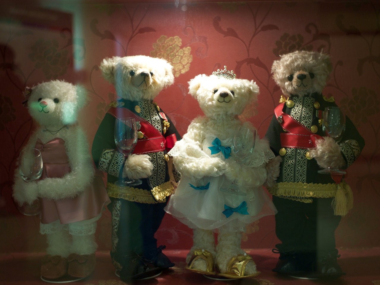 Teddy bears dressed up as characters from Goong at the Teddy Bear Museum