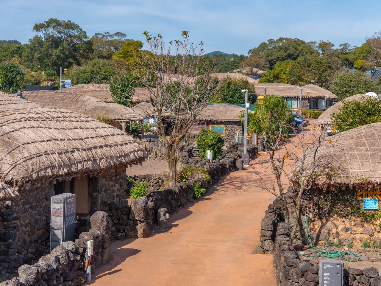 Houses made of lava rocks and thatch at Seongeup Folk Village