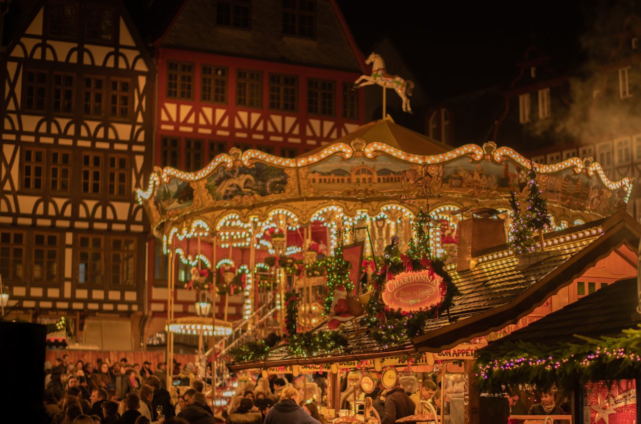 Carousel at a market in Frankfurt, Germany