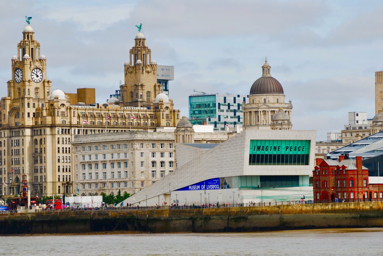 View of Liverpool and Liverpool Museum from River Mersey