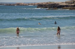 Beachgoers at Reject's Beach. Newport