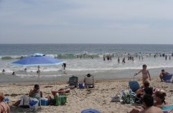Misquamicut State Beach Crowds of people at Misquamicut State Beach
