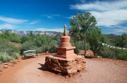 View of the shrine overlooking the canyons