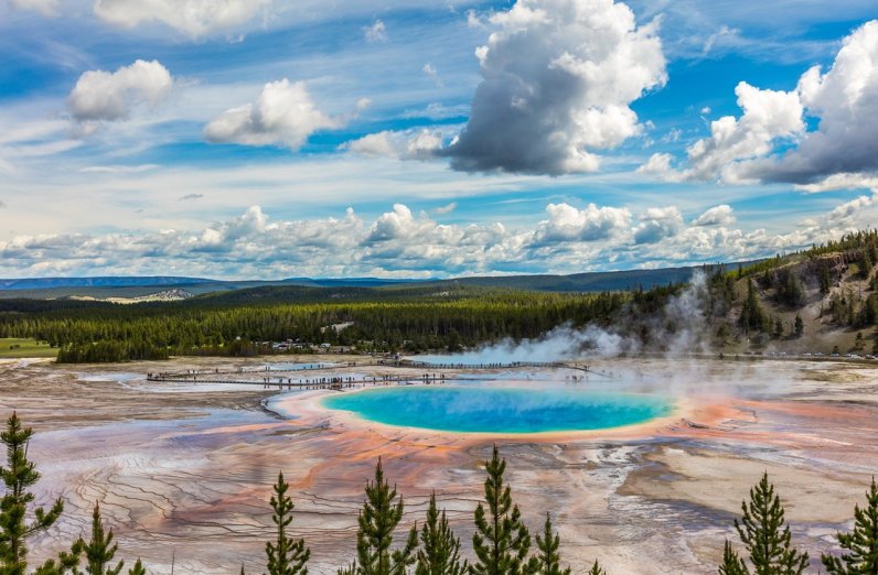 View of Yellowstone National Park's Grand Prismatic Spring