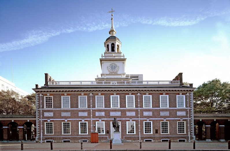 Exterior facade of the Independence Hall