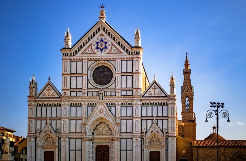 Outside view of Basilica di Santa Croce in Florence