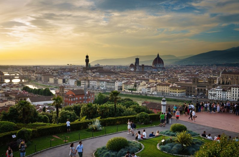 Panoramic view from Piazzale Michelangelo overlooking the Historic Centre of Florence